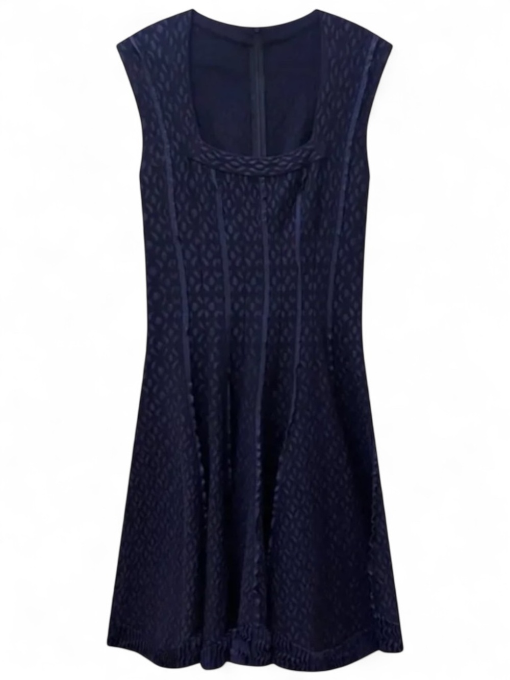Vintage Azzedine Alaia navy blue fit and flare dress. Size EU 36.